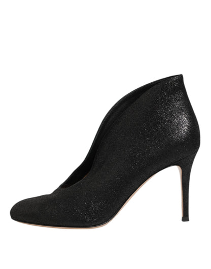 Gianvito Rossi Metallic Black Pump Stiletto Heels Shoes