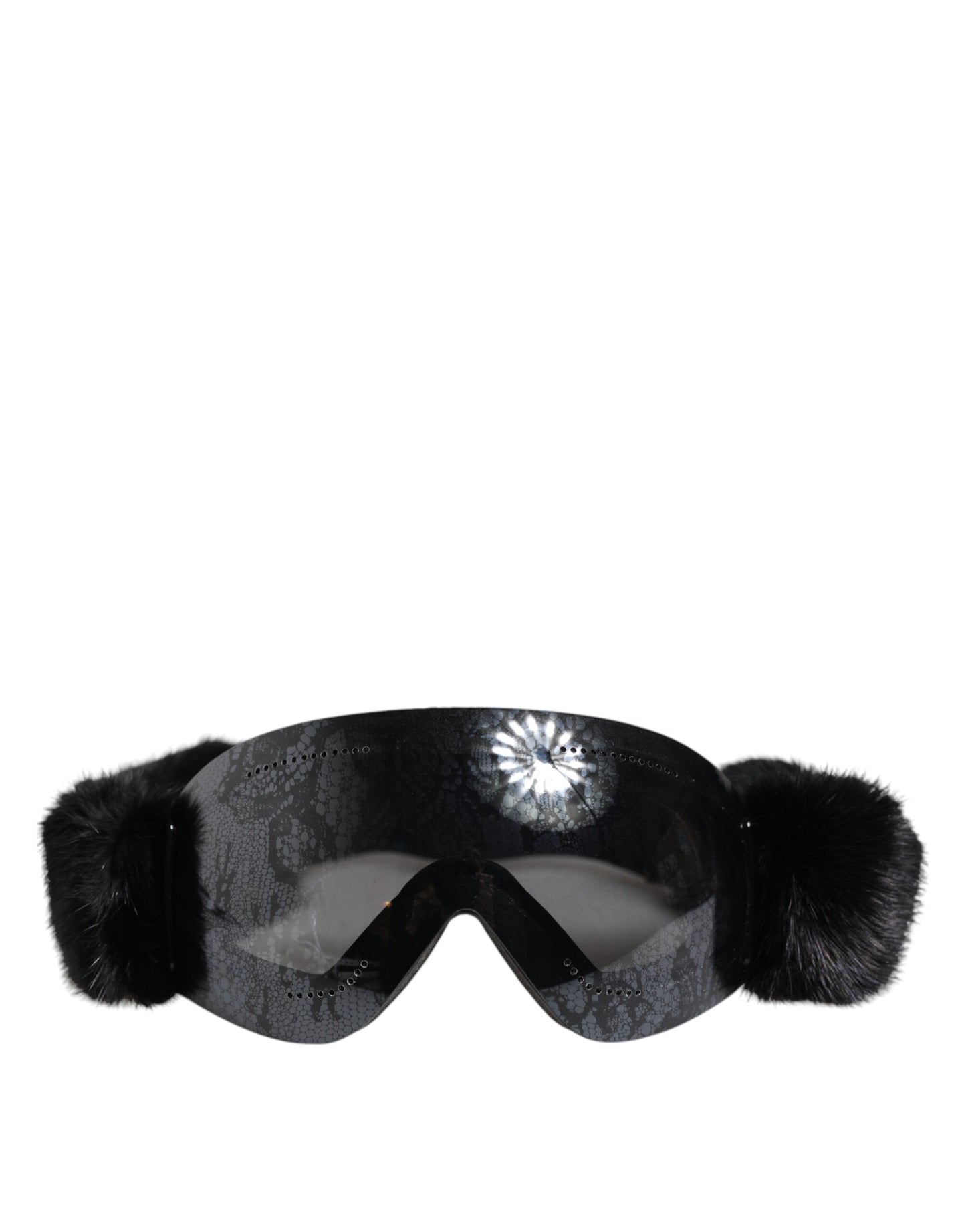 Dolce & Gabbana Black Bi0759 Lace Mirrored Ski Goggles Mask Sunglasses
