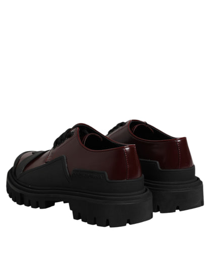 Dolce & Gabbana Red Leather Lace Up Trekking Dress Shoes