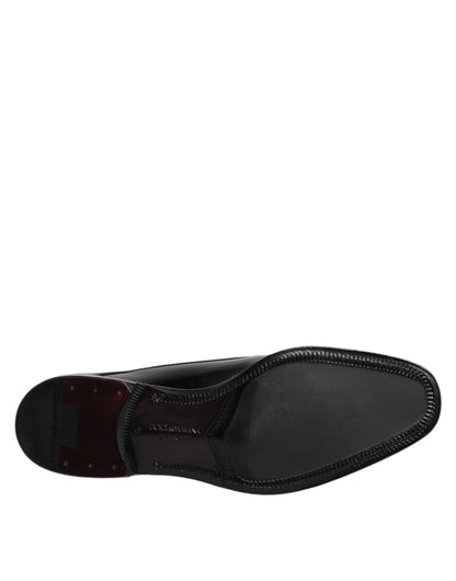 Dolce & Gabbana Black Leather Lace Up Men Derby Formal Shoes