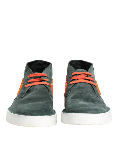 Dolce & Gabbana Green Derby Logo Casual Men Sneakers Shoes