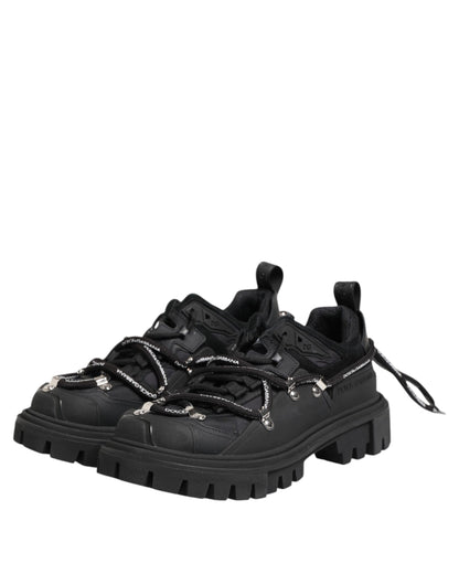 Dolce & Gabbana Black Low Top Lace Up Trekking Sneakers Shoes