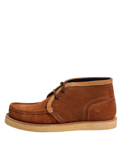 Dolce & Gabbana Brown Suede Nubuck Leather Desert Ankle Boots Shoes