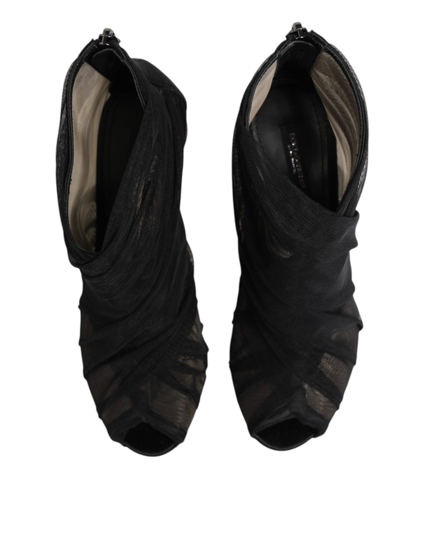 Dolce & Gabbana Black Mesh Stiletto Heels Ankle Boots Shoes