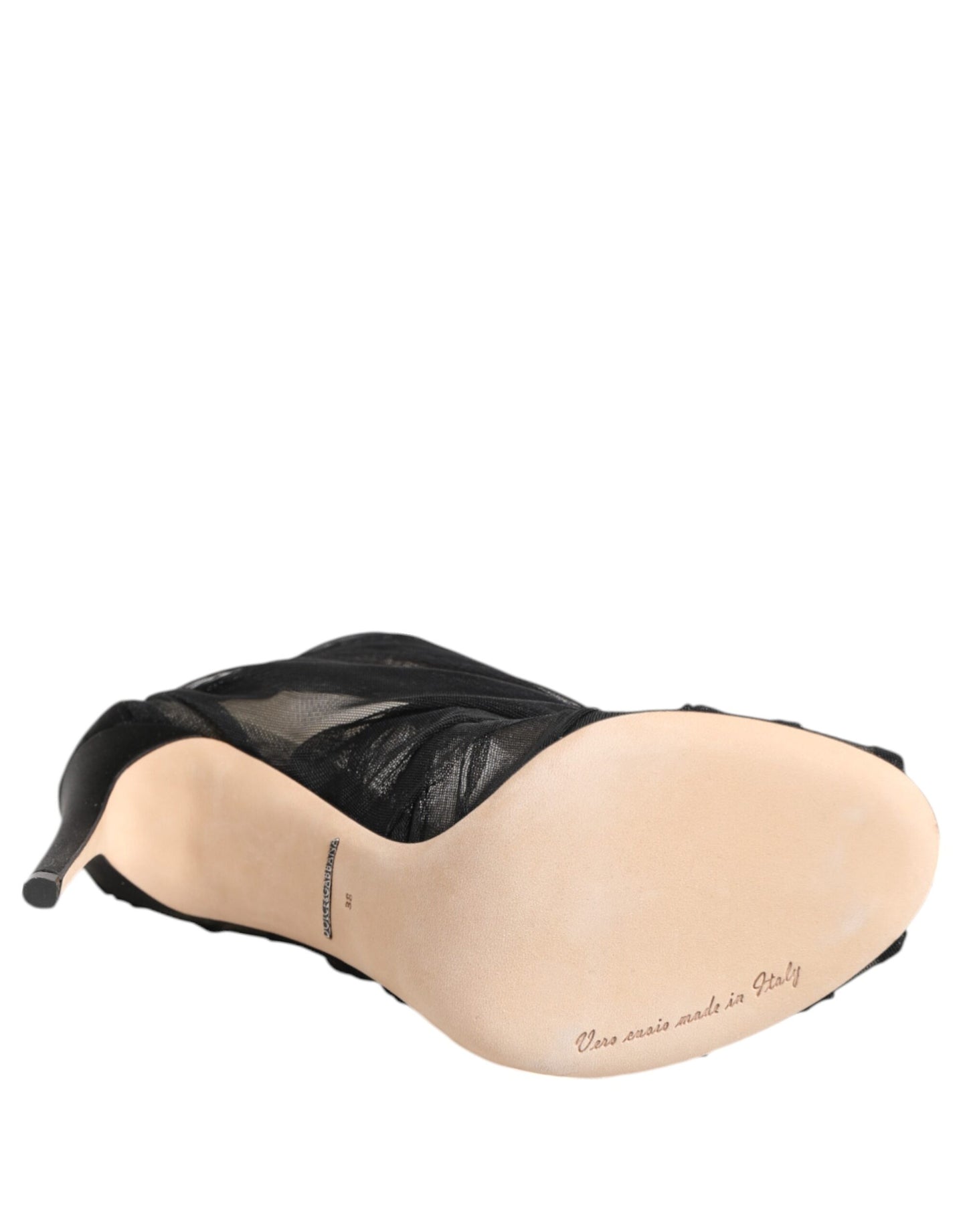 Dolce & Gabbana Black Mesh Stiletto Heels Ankle Boots Shoes