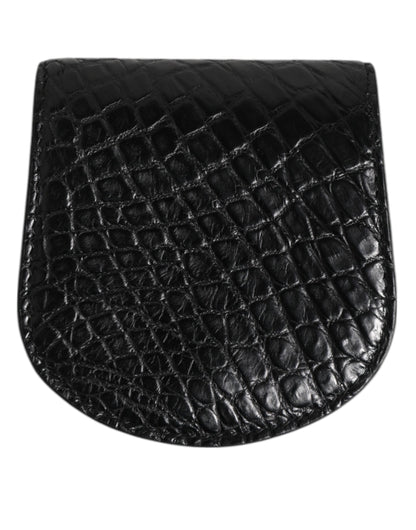Dolce & Gabbana Black Exotic Skin Coin Condom Case Holder Pocket Wallet