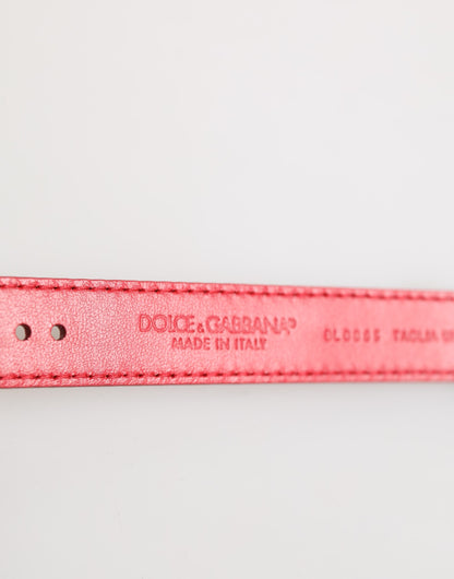 Dolce & Gabbana Red Exotic Leather Gold Tone Metal Buckle Women Armband