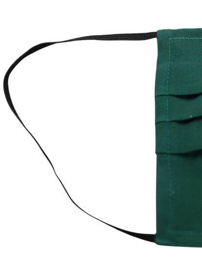 Dolce & Gabbana Green Silk Pleated Elastic Ear Strap Face Mask