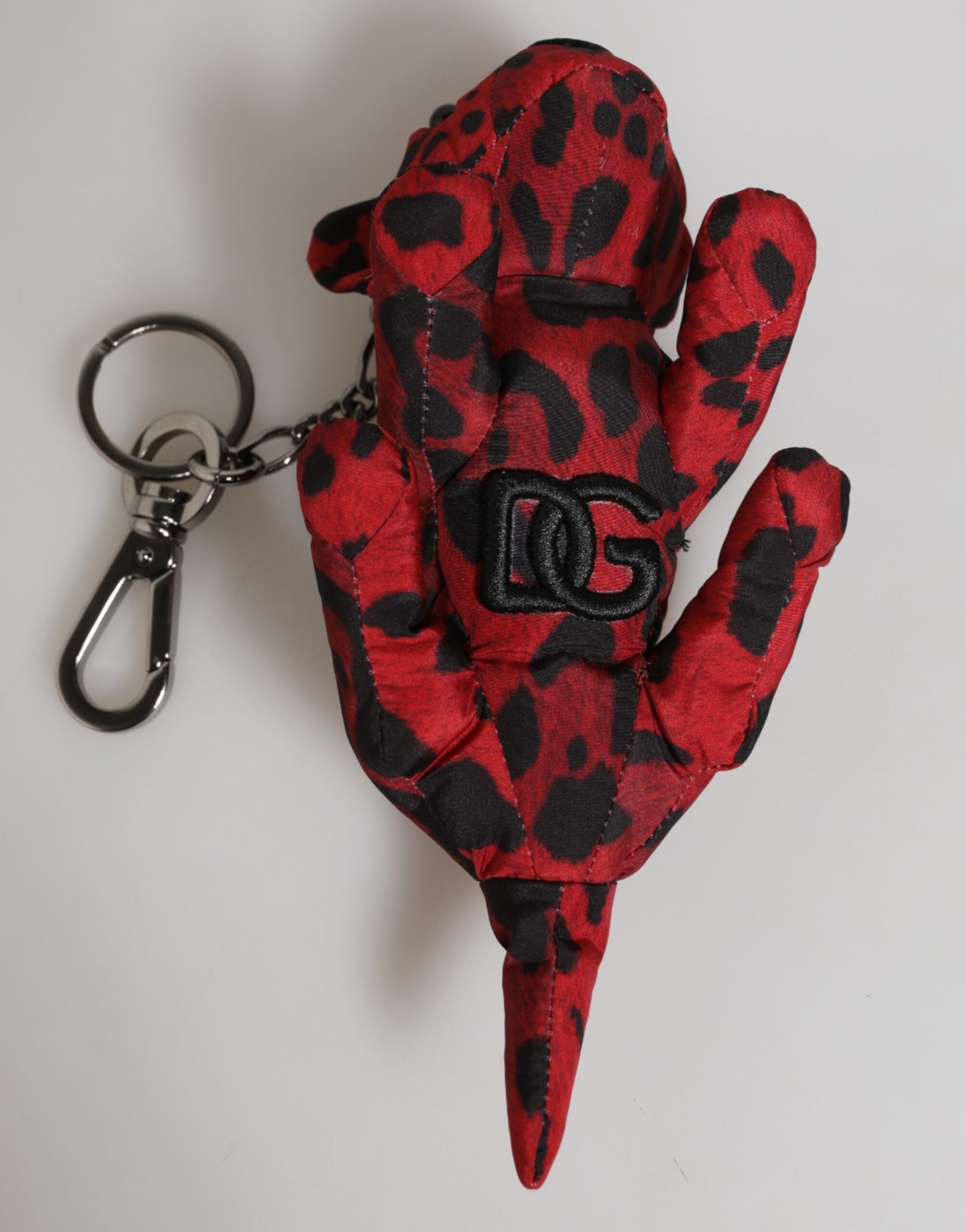 Dolce & Gabbana Red Black Polyester Animal Silhouette Keychain Keyring