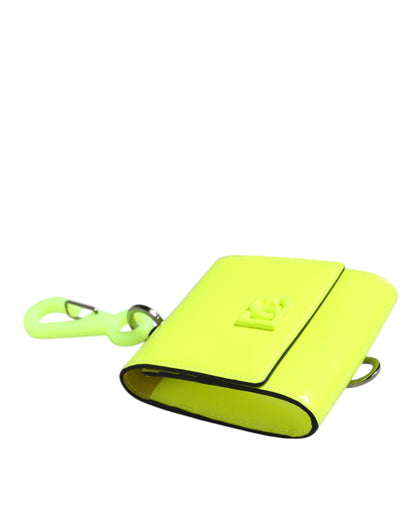 Dolce & Gabbana Yellow Green Bifold DG Logo Neck Strap Cardholder Wallet