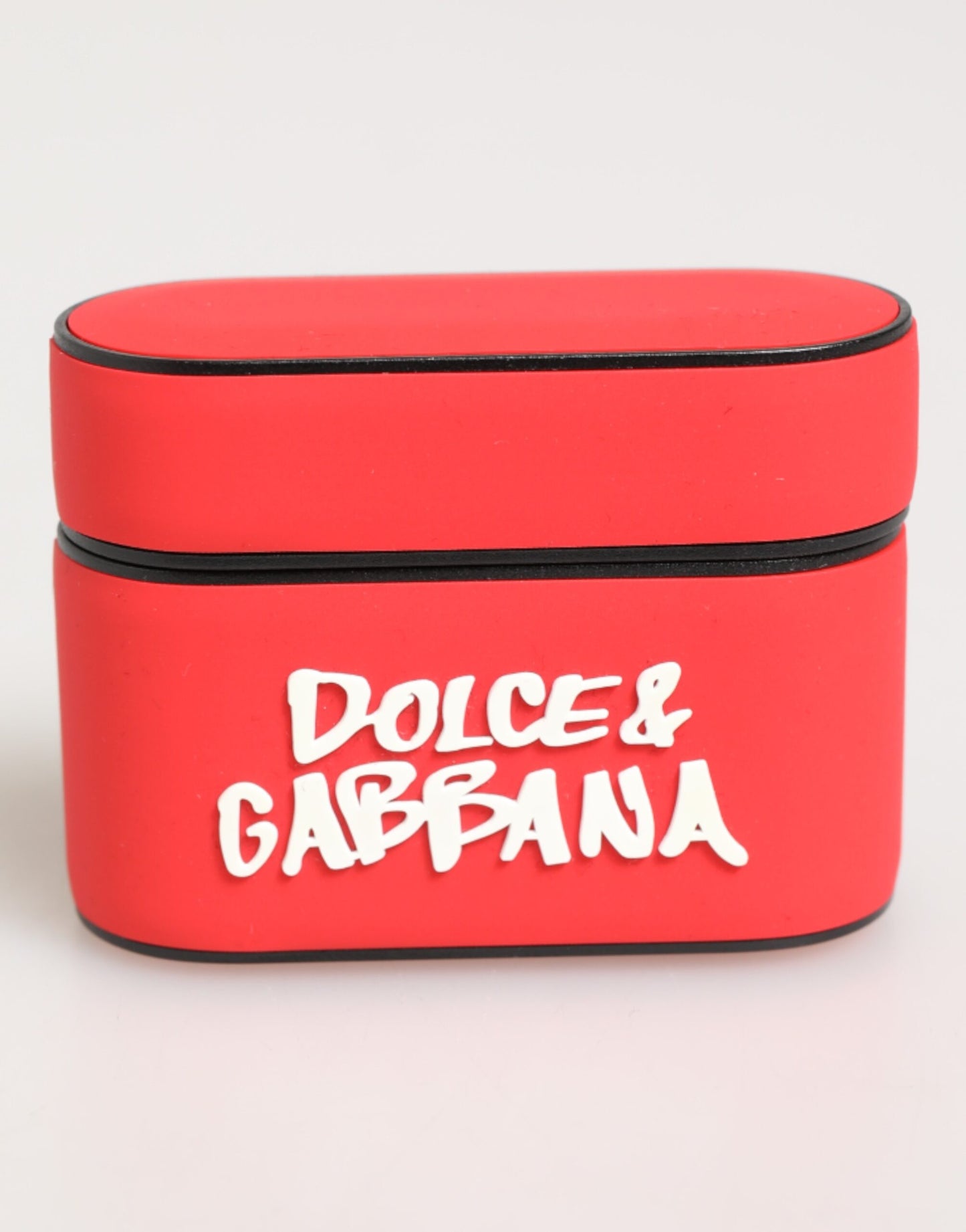 Dolce & Gabbana Red PVC DG Logo Embossed Men Flip Holder  Airpods Case