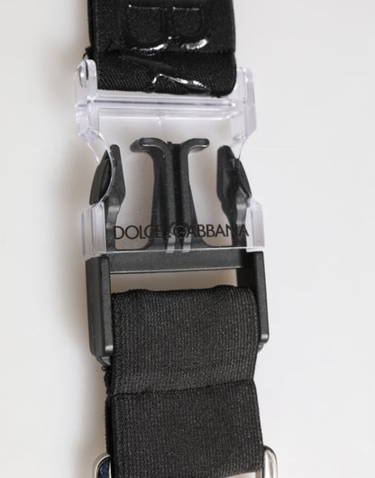 Dolce & Gabbana Black Polyester Stretch Rubberised DG Logo Men Keychain