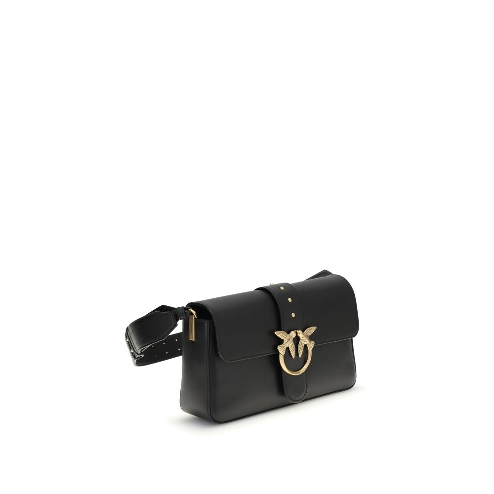 PINKO Black Leather Shoulder Bag