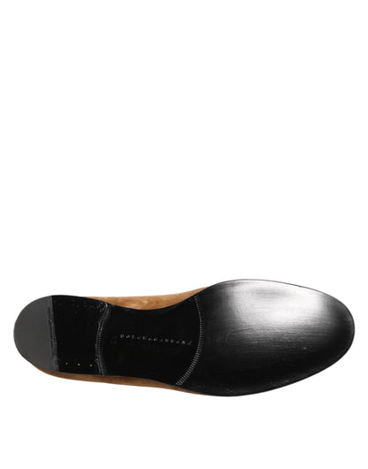 Dolce & Gabbana Brown Suede Slip On Men Loafers Formal Shoes