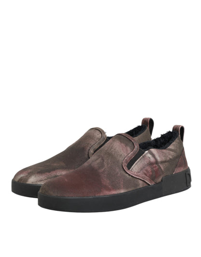 Dolce & Gabbana Multicolor Cotton Low Top Slip On Men Sneakers Shoes