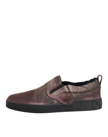 Dolce & Gabbana Multicolor Cotton Low Top Slip On Men Sneakers Shoes