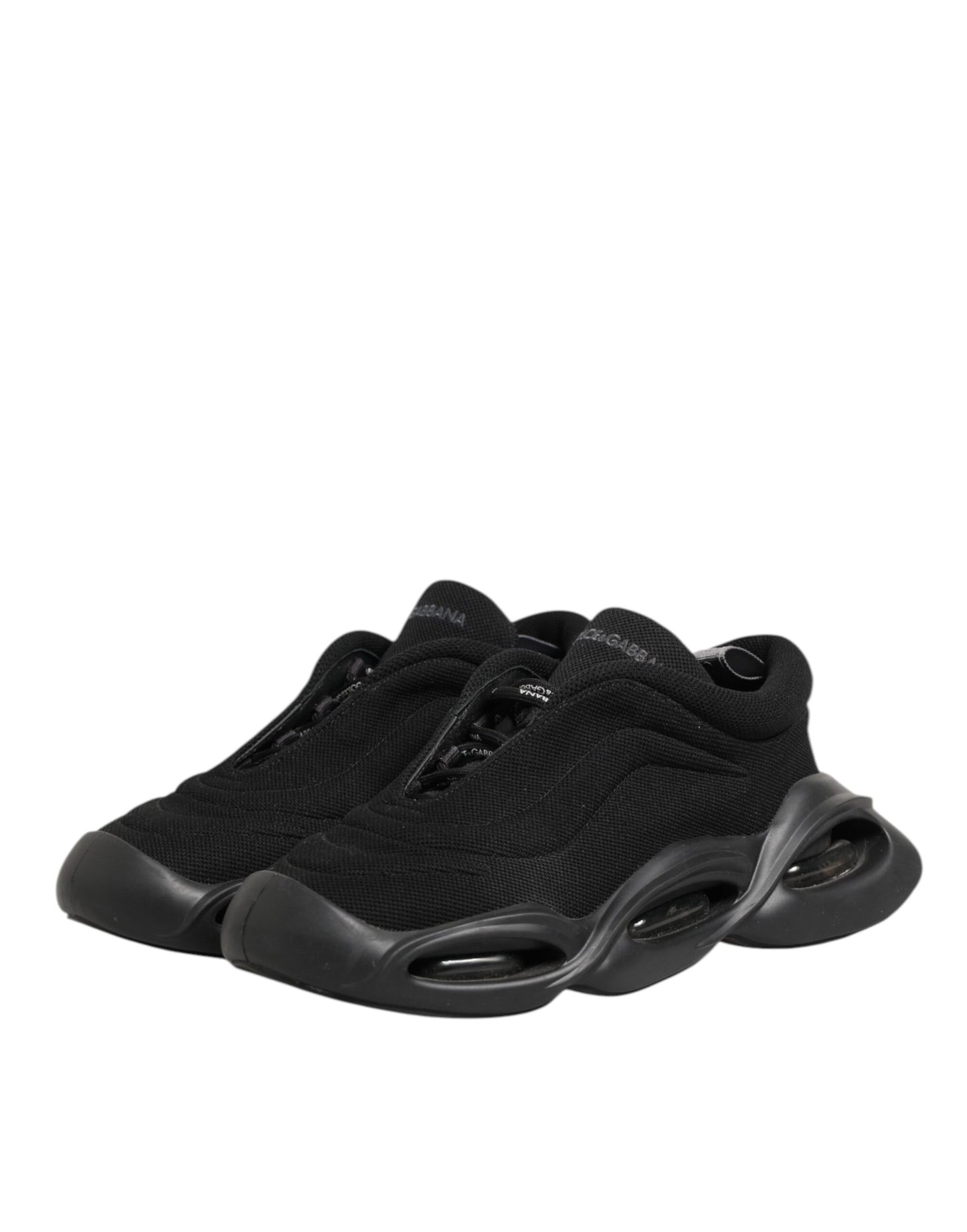 Dolce & Gabbana Black Lace Up Wave Low Top Men Sneaker Shoes