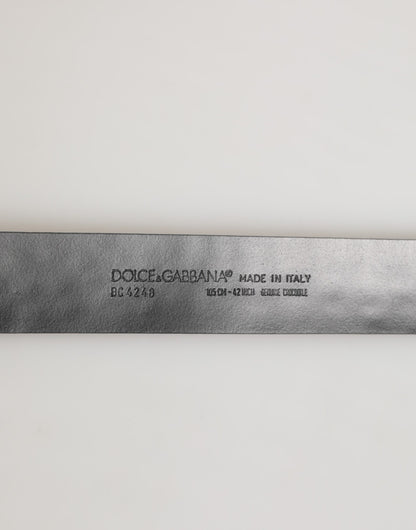 Dolce & Gabbana Black Exotic Leather DG Logo Buckle Belt