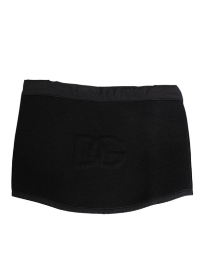 Dolce & Gabbana Black Lace Stole Knitted DG Logo Men One Size Scarf