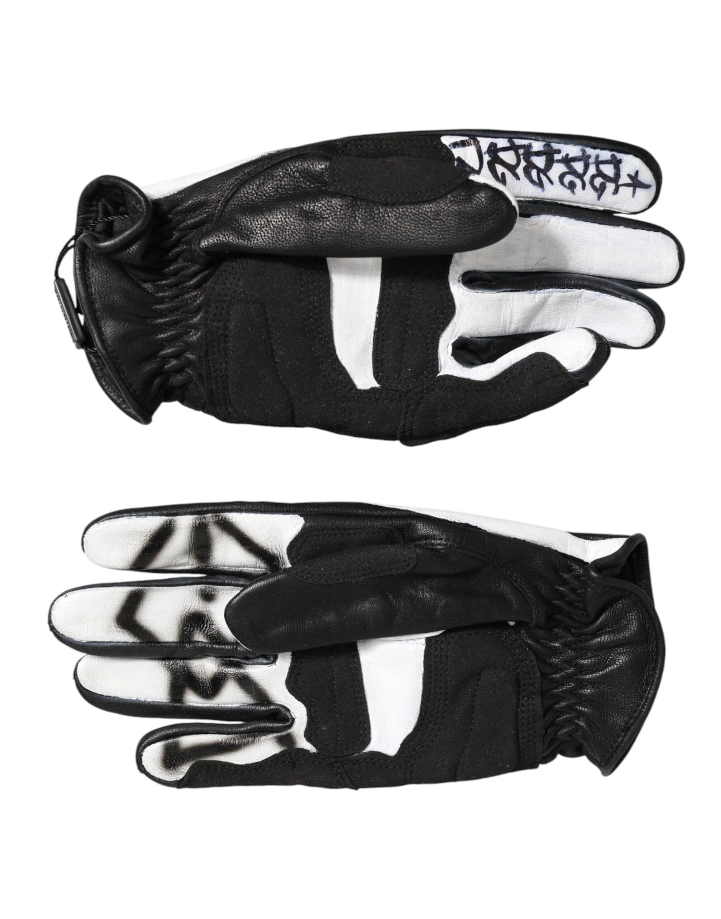 Dolce & Gabbana Gloves Black White Crystal Wrist Length Mitten  Gloves