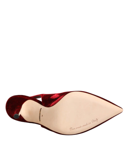 Dolce & Gabbana Red Suede High Heels Slingbacks Sandals Shoes