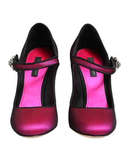 Dolce & Gabbana Pink Strass Mary Janes Heels Pumps Shoes