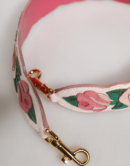 Dolce & Gabbana Strap White Floral Calf Leather Bag Accessory Shoulder