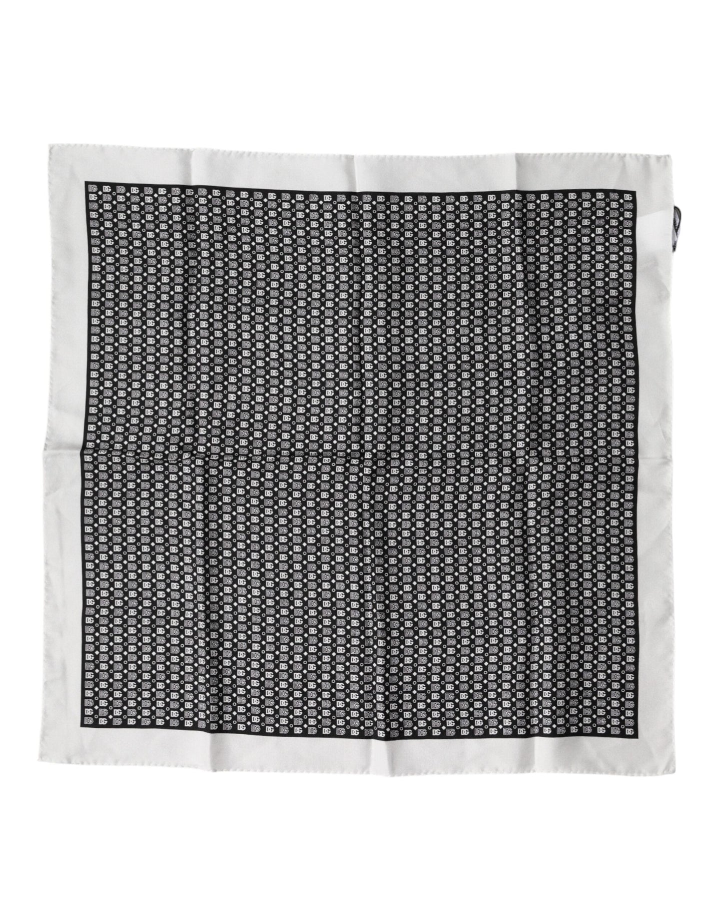 Dolce & Gabbana White Black Patterned Square Foulard Scarf