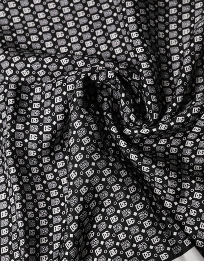 Dolce & Gabbana White Black Patterned Square Foulard Scarf