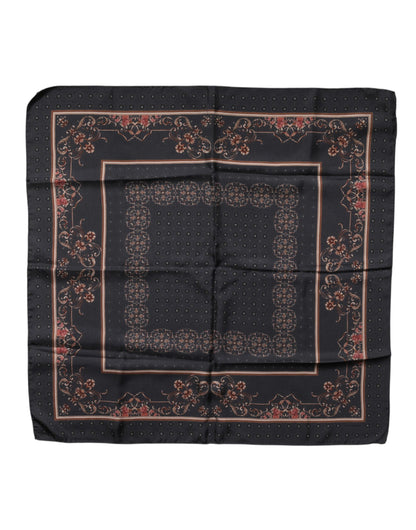 Dolce & Gabbana Black Patterned Square Foulard Scarf