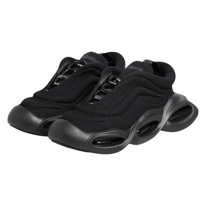 Dolce & Gabbana Black Slip On Low Top Wave Sneakers Shoes
